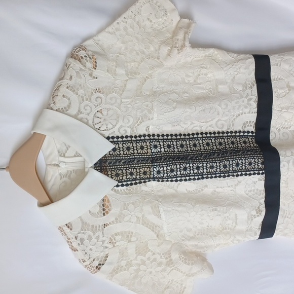 Nanette Lepore Lace Overlay Dress, cream & black - Picture 2 of 7